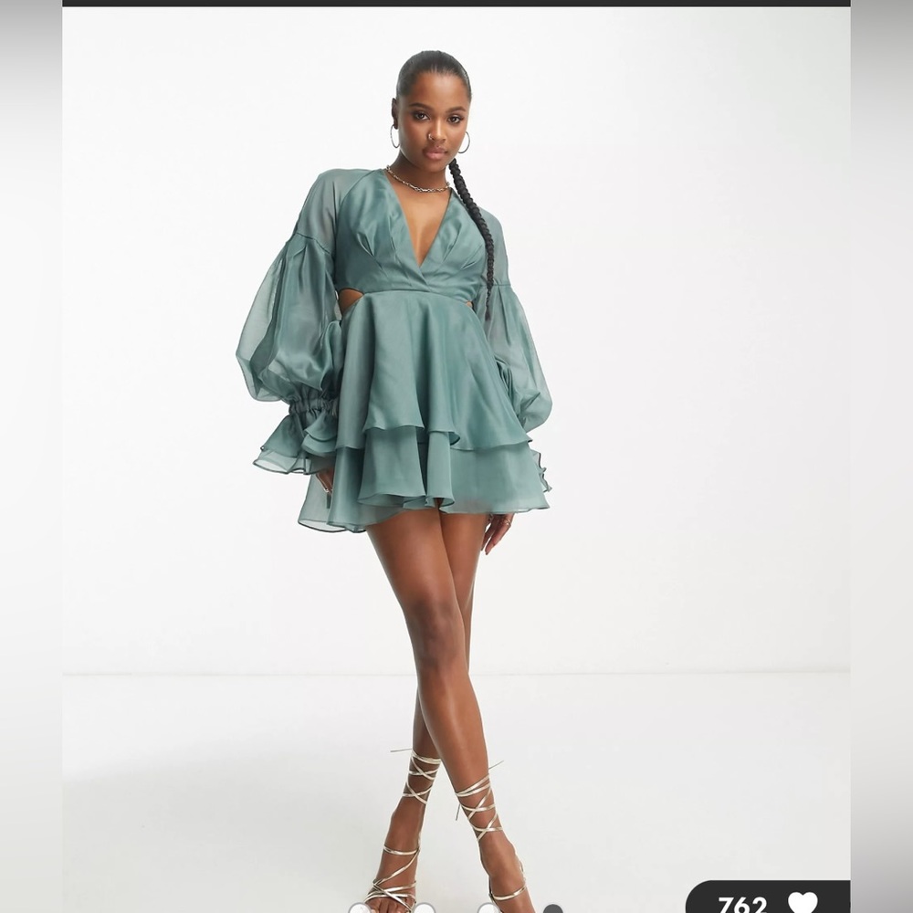 ASOS Teal Ruffle Layered Mini Dress